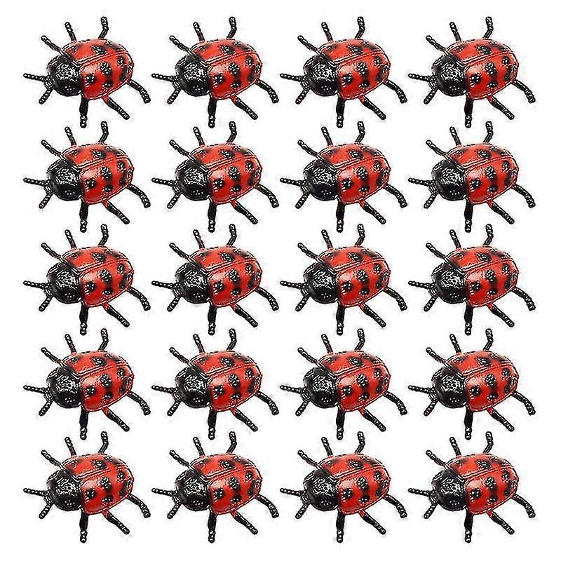 25 Pcs Pvc Simulation Ladybug Model Tricky Scary Toy Simulation Small Insect