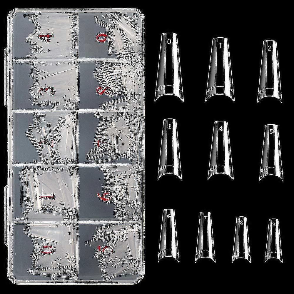 500pcs Clear Tips For Acrylic Nails 10 Sizes Half Cover False Nail