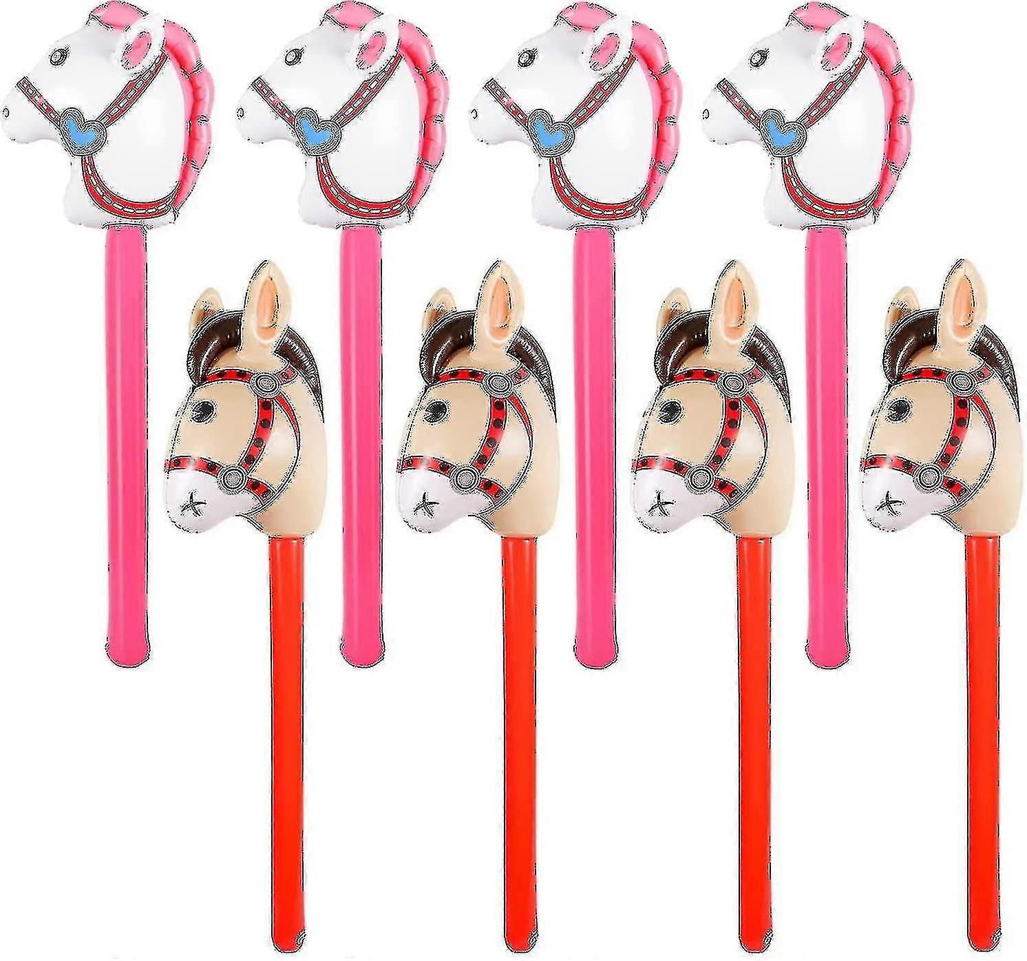8 Pieces Inflatable Stick Horse, Inflatable Horse On Stick /