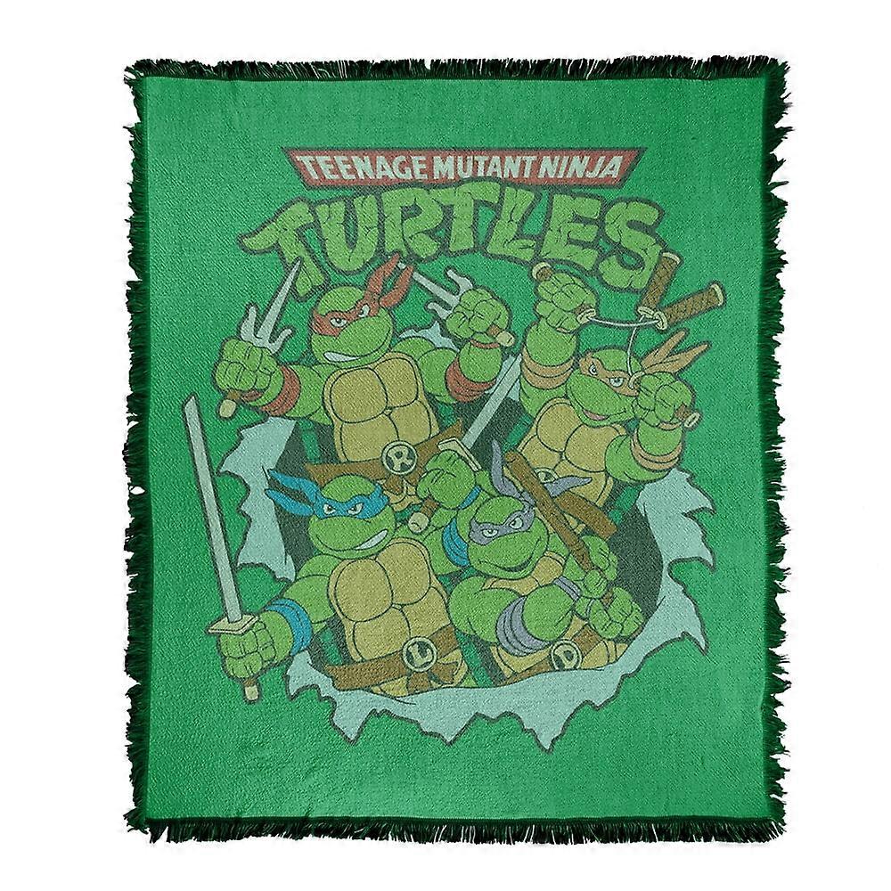 TMNT Blanket TMNT Group Retro Woven Tapestry Cotton Blend Fringed Throw BlanketMTWLF1509