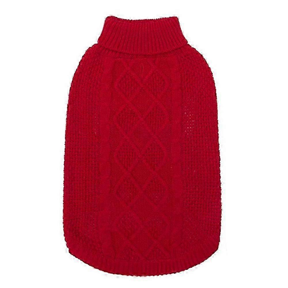 Pet Dog Cat Winter Warm Knitted Jumper Puppy Twist Cable Knitted High Neck Stretch Sweater Knitwear - JA
