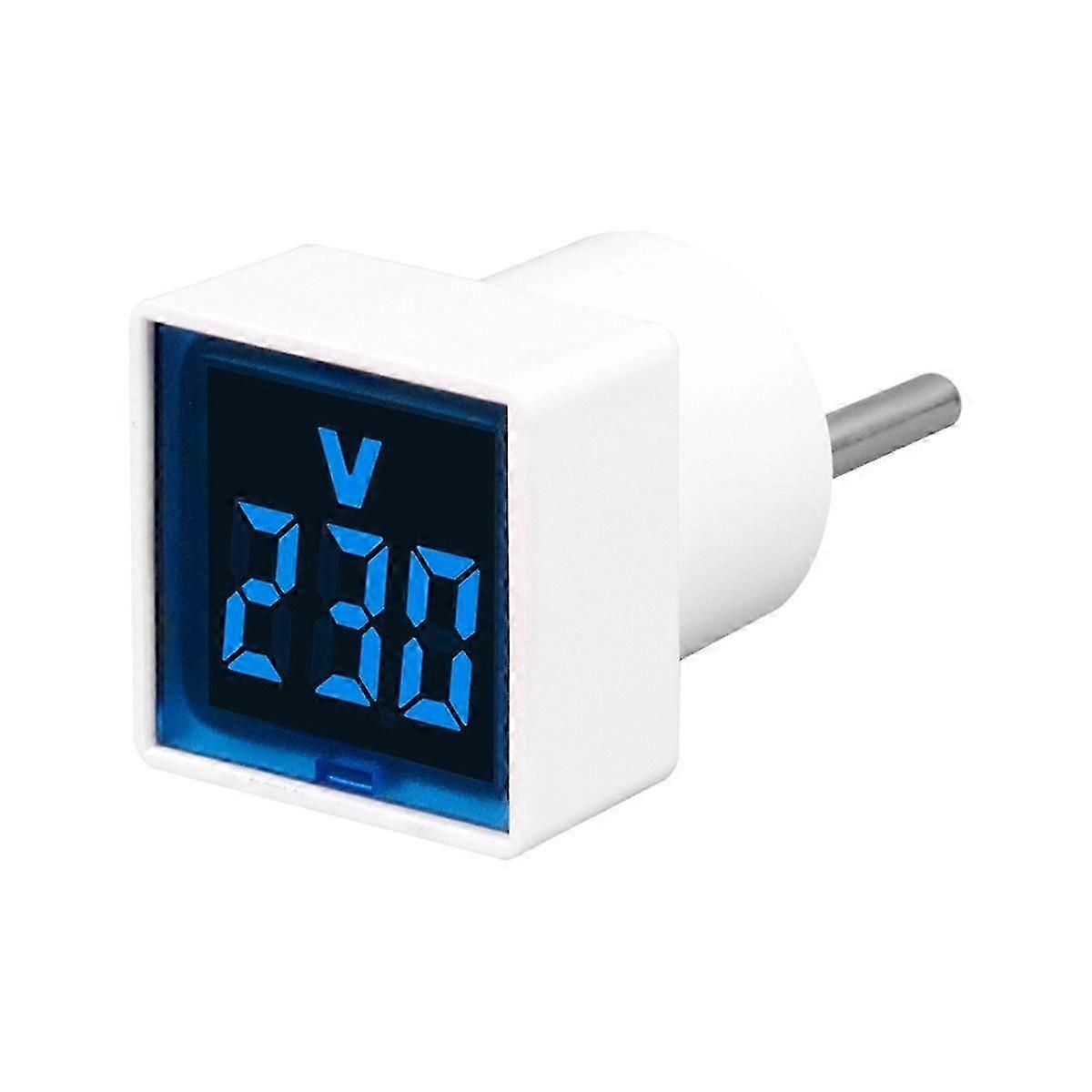 Digital Voltmeter Square AC220V Square Voltage Tester with LED Display and Indicator Light EU Plug Blue