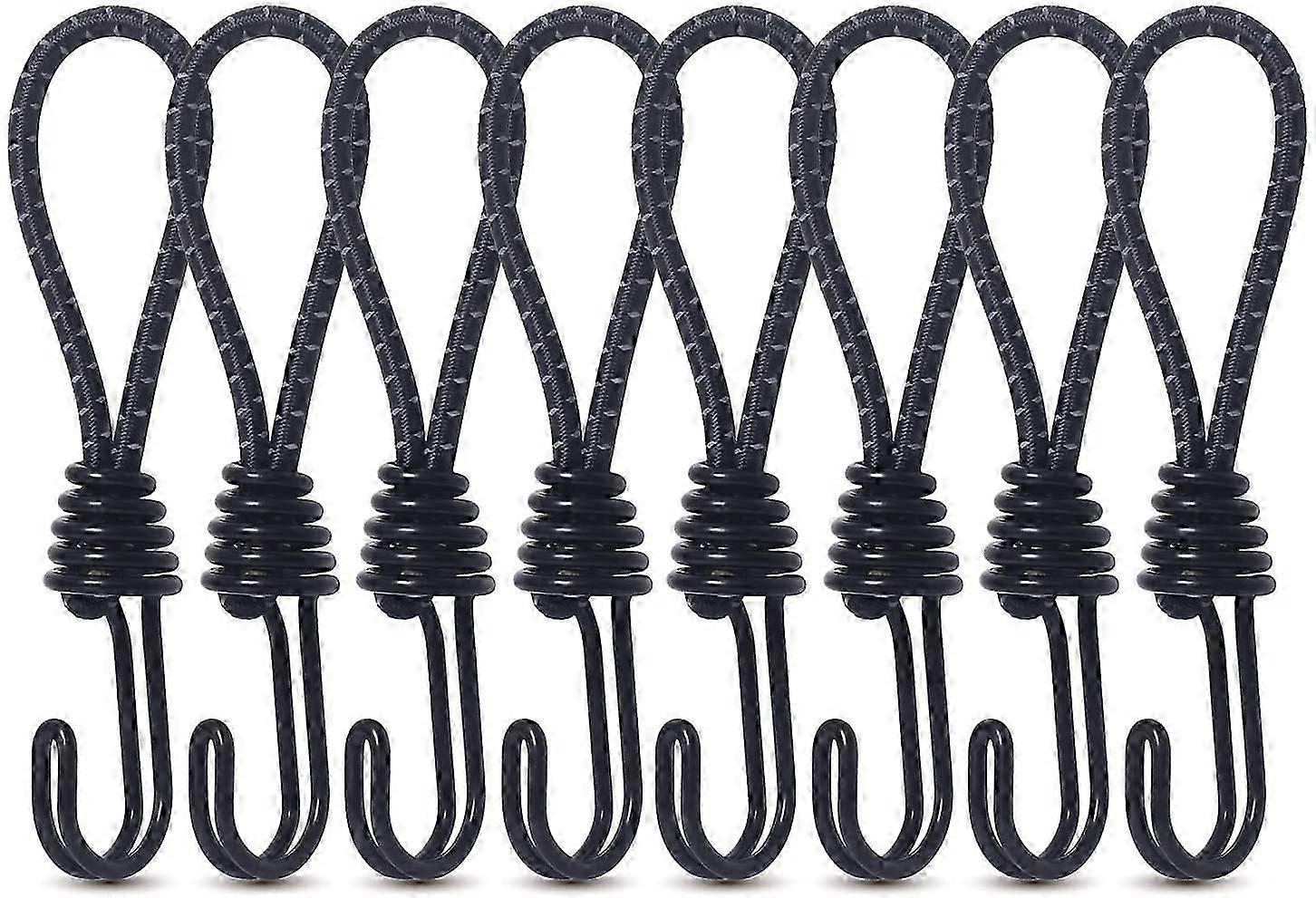 8PCS 8mm Bungee Cord Hooks Black Anti-Rust Paint Spiral Wire Hooks (Yellow)