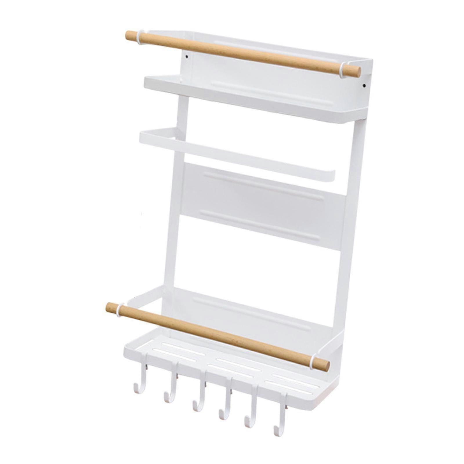 Fridge Magnet Organizer and Hooks Space Saving Spice Jars Holder for Kitchen