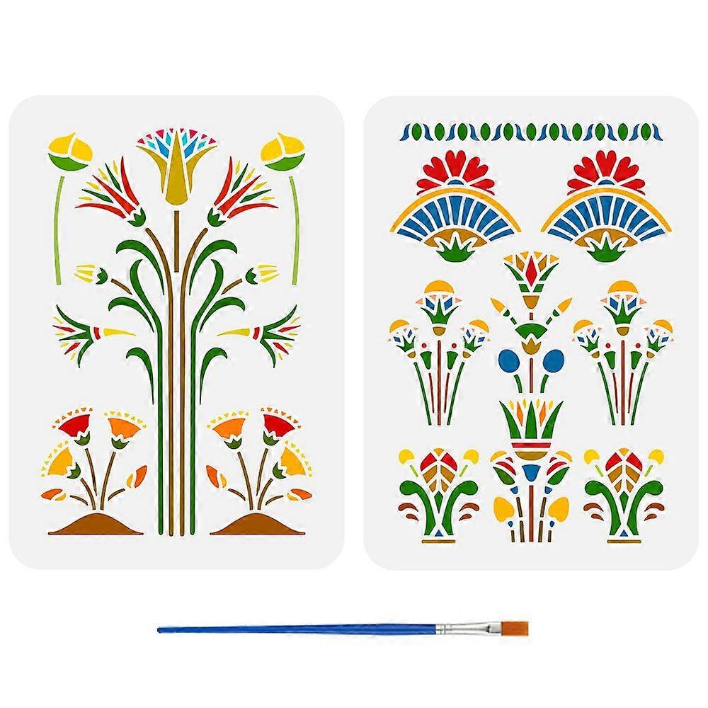 1Set 2Pcs 2 Styles Halloween PET Hollow Out Drawing Painting Stencils for DIY Scrapbook Photo Album Flower 297x210mm 2pcs/set