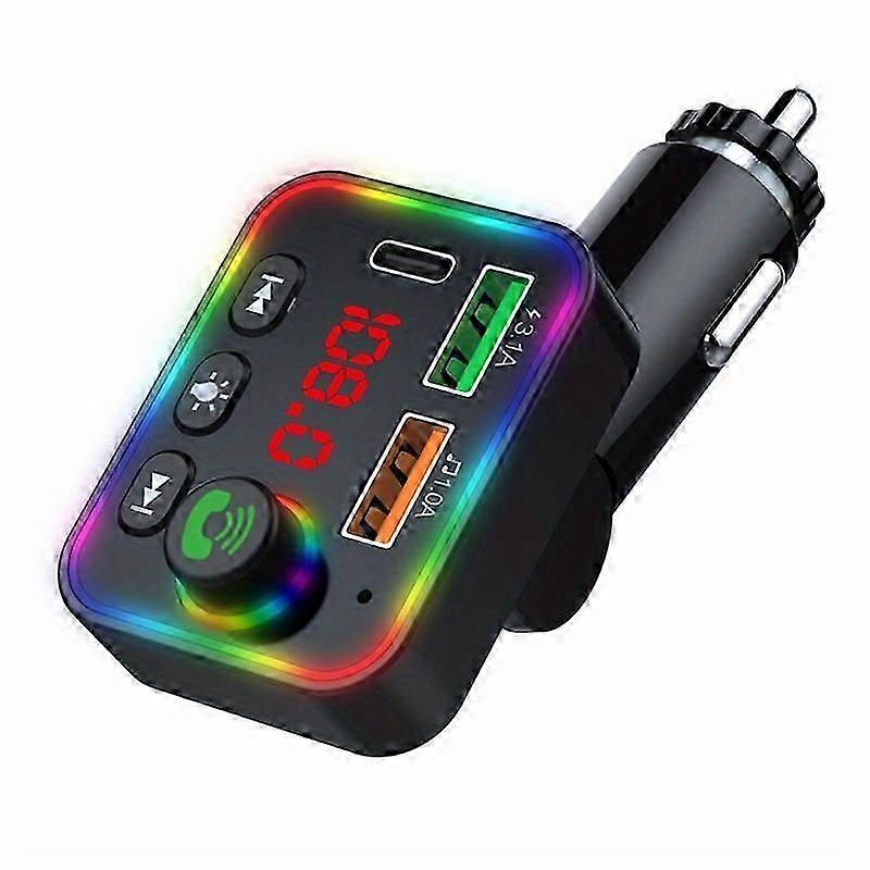 Rotatable Car FM Transmitter with Wireless Handsfree Calling, U Disk Music, MP3 Player, Type C & Dual USB 3.1A Car Charger