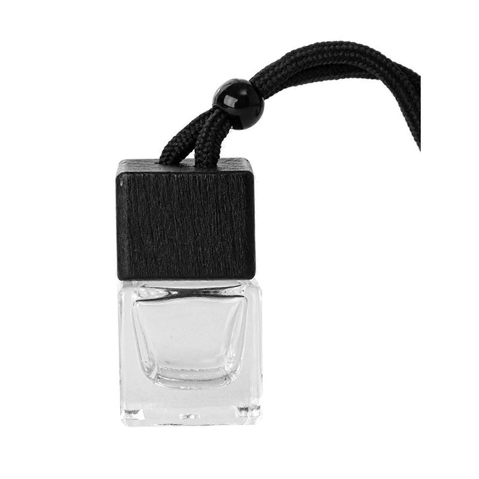 8ML Refillable Perfume Bottle with Wooden Lid Clear Glass Aromatherapy Essential Oil Empty Bottle Rearview Mirror Hanging Fragrance Bottle Home Car In