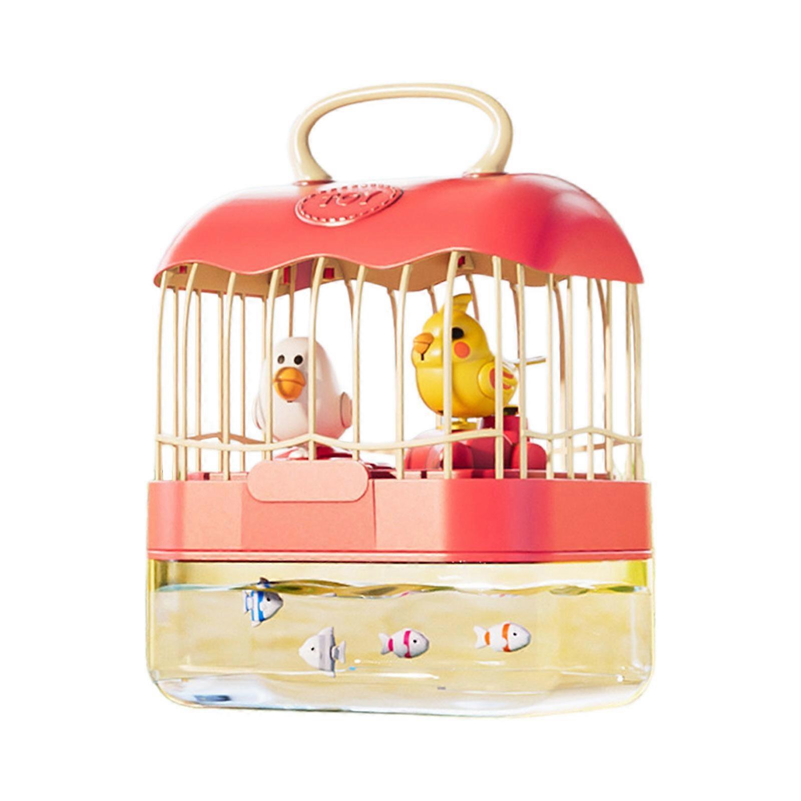 Cartoon Bird Flapping Repeating Toy Bird Wing Flapping Cage Fish Bowl Interactive Electronic Talking Parrot Pink