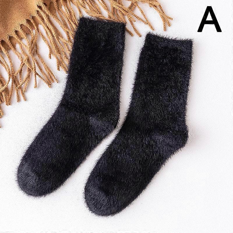 Women's Autumn and Winter Warm Mink Fleece Tube Socks Plush Sleep Socks Mid Calf Hosiery Sock