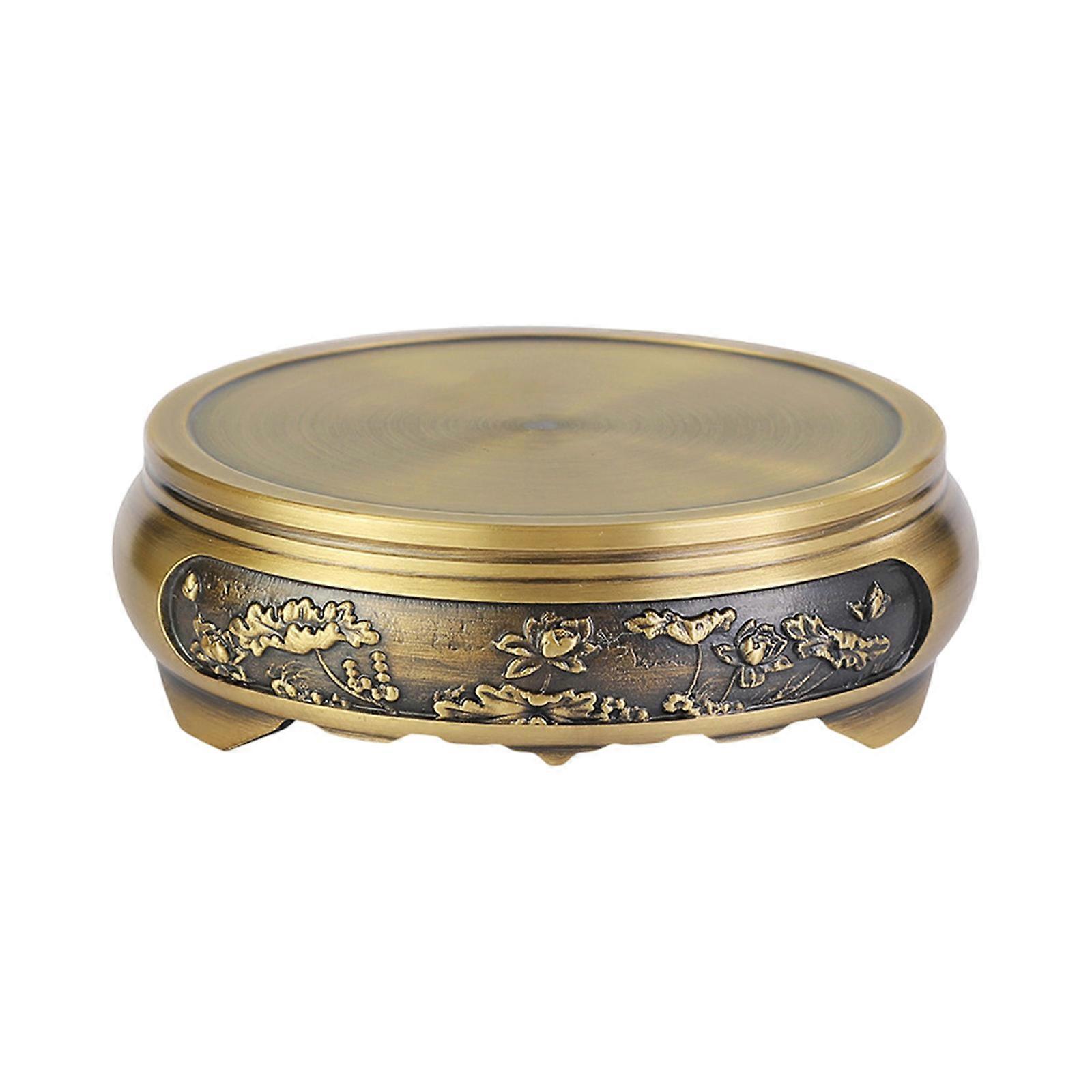 Retro Styles Brass Incenses Burners Base, Elegant Round Display Stand Base for Collectors