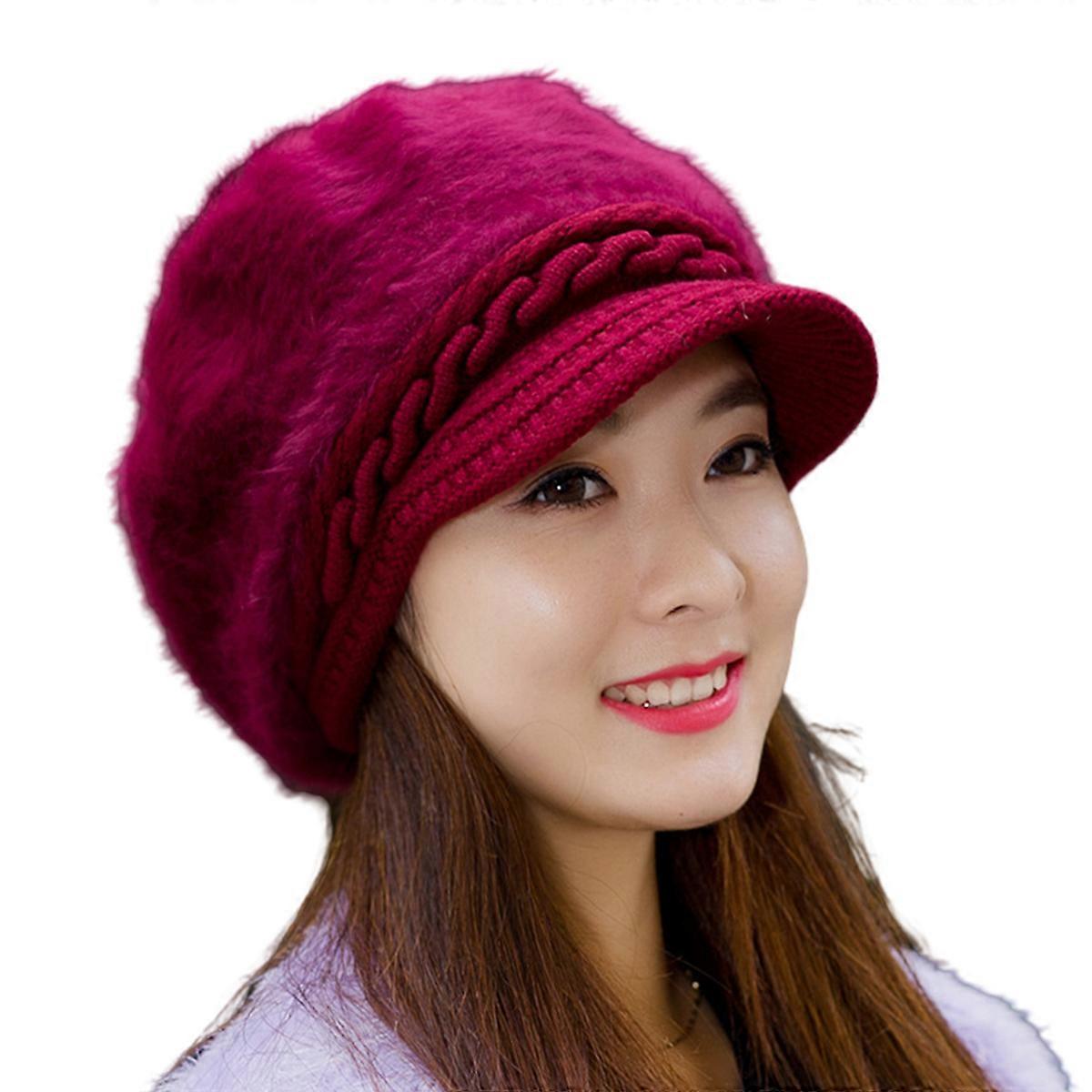 Winter Hat, Knitted, Beret Style, Skull Pattern