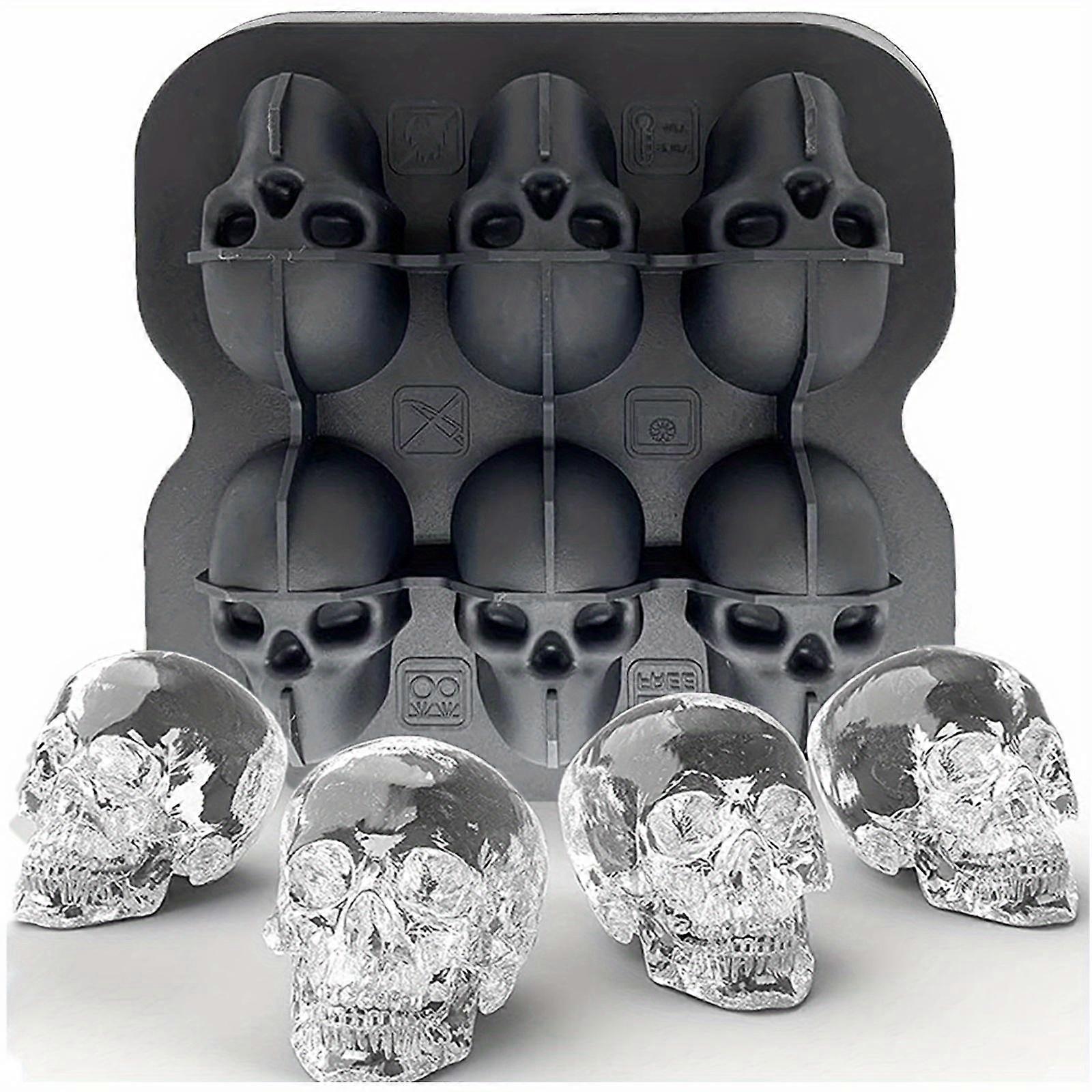 1pc, Skull Ice Ball Mold, Silicone Flexible Ice Cube Trays, Horror Skull Head Ice Ball Maker,For Soft Drinks, Cocktail, And More, Kitchen Accessories