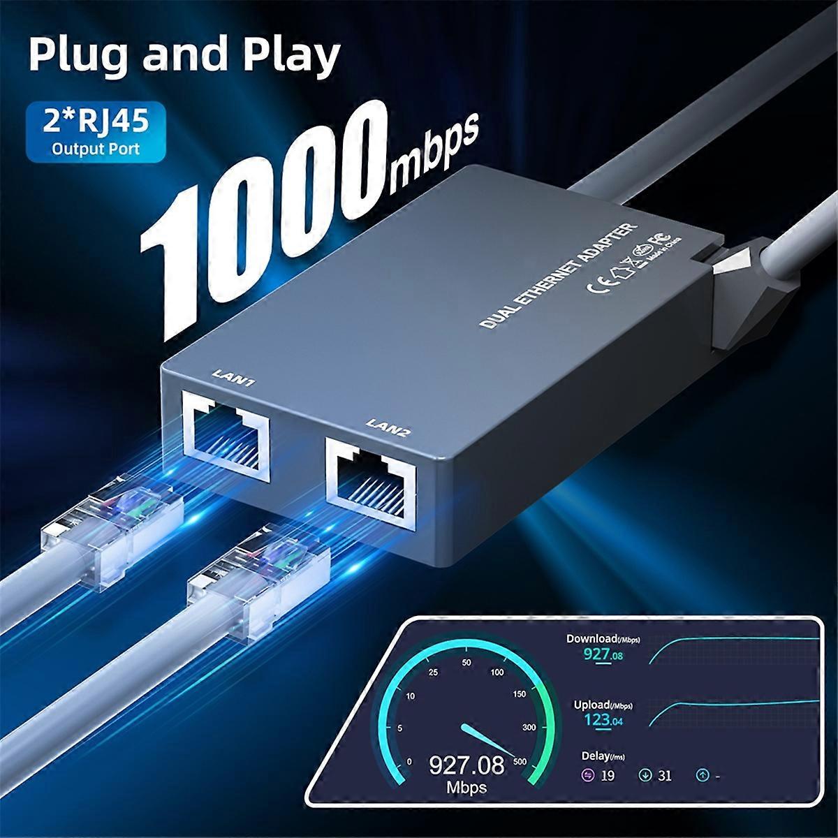 For 2 Ports Ethernet Adapter for Dish Antenna Satellite Internet V2 for Wired External Network GEN2