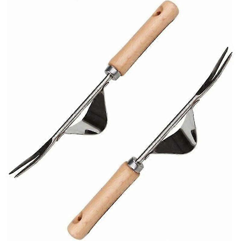 2 Pieces Garden Fork Tools, Stainless Steel Manual Weeder Garden Tool, Manual Weeding Tools, for Garden, Vegetable Plot, Grass, Small Flower Pot