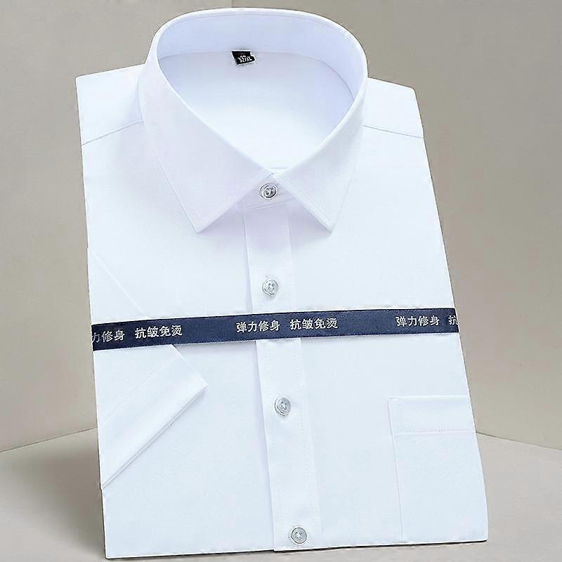 Férfi Nyár Hétköznapi Rövid ujjú Selymes Rugalmas ingek Egyfoltos Zseb Ráncmentes Formális Üzleti Standard-fit Ing