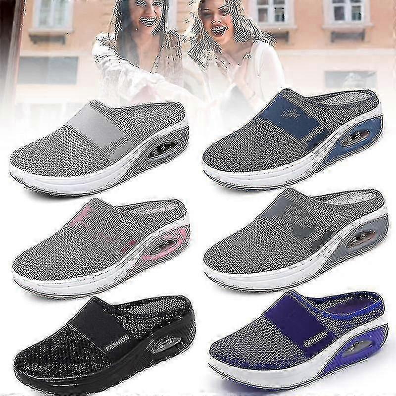 Orthopedic Diabetic Air Cushion Slip-on Walking Shoes - Mesh Flatform Wedge Slider