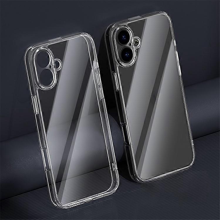 Compatible For iPhone 16 Plus Case TPU+Tempered Glass Transparent Phone Cover