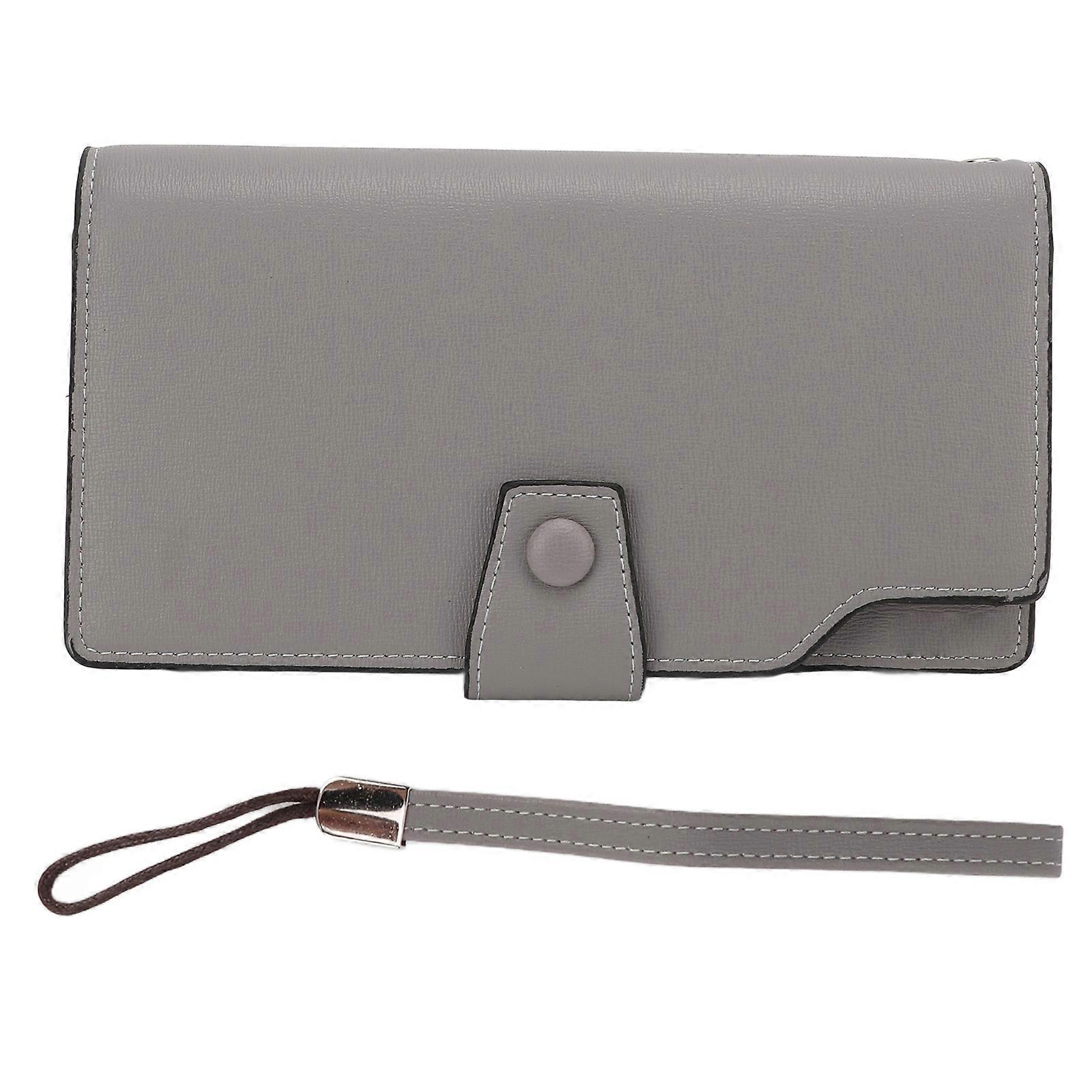 Men Long Wallet PU Leather Buckle Design With Wrist Strap Multiple Card Slots Purse