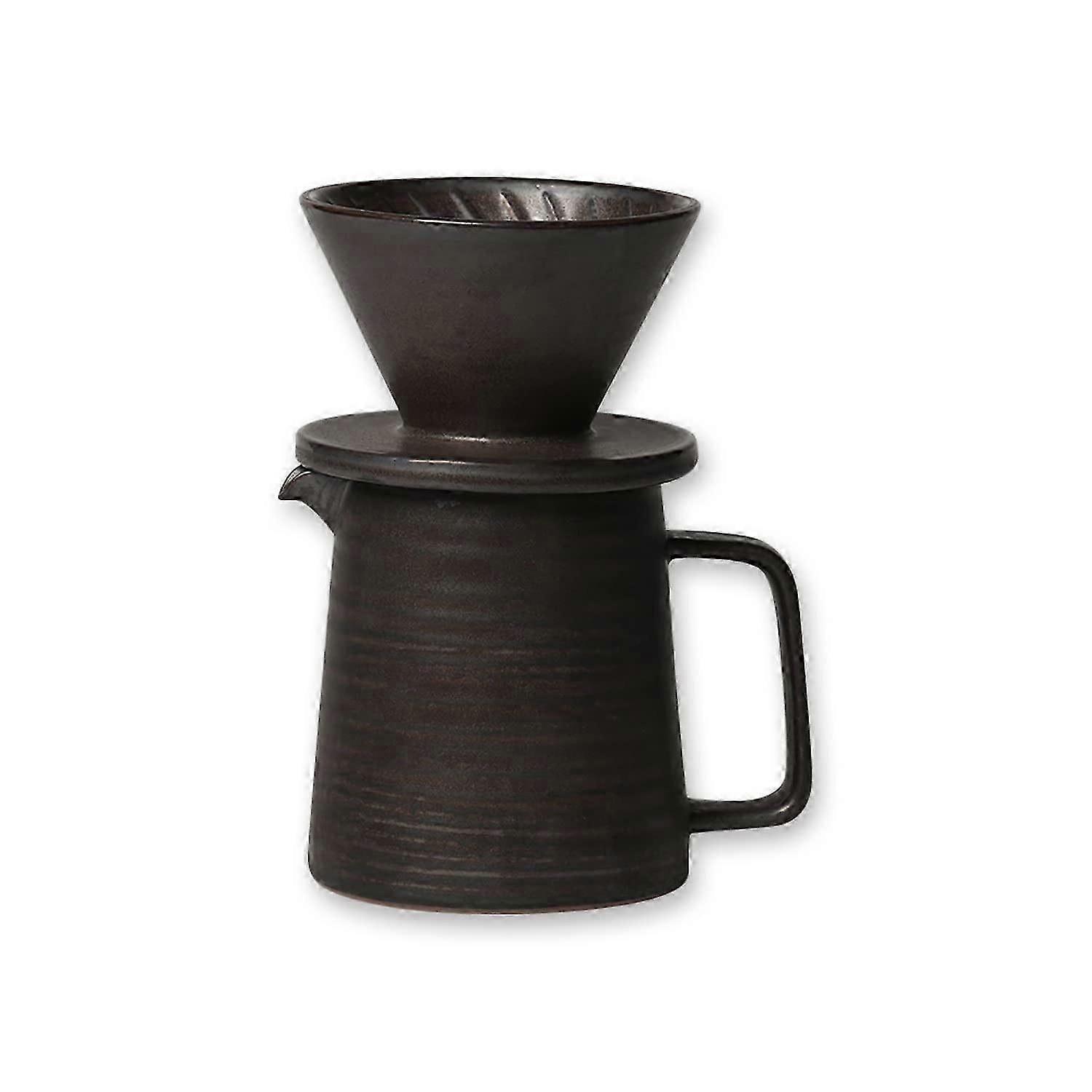 Pour Over Coffee Maker Set, Ceramic Dripper & Microwaveable Decanter, Retro Metallic Glaze, 16oz