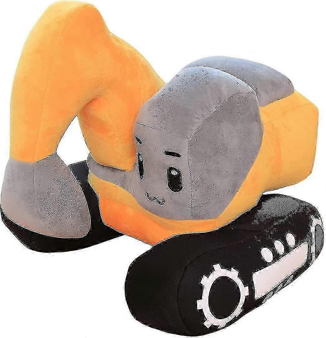 Escavatore Peluche Simulazione Camion Auto Carino Cartoon Escavatore Giocattolo Camion Cuscino di lancio (giallo)