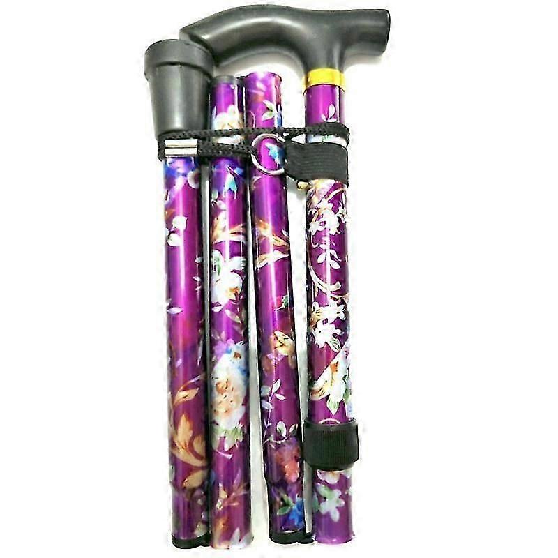 Walking Stick Easy Adjustable Height Folding Extendable Walking  purple