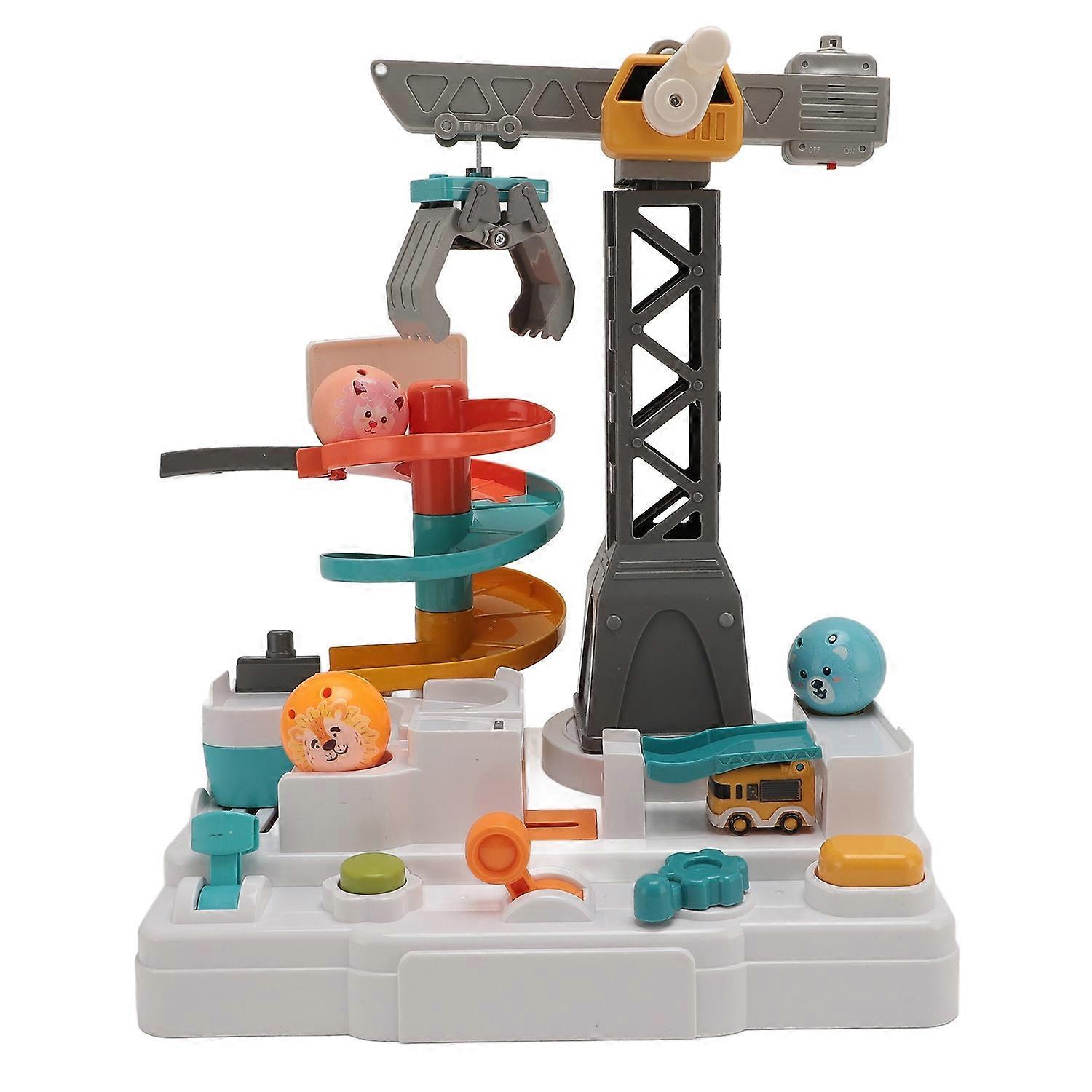 Animal Ball Track Toy 8 Challenges Dynamic Sound Effects Cool Lighting Track Toy with Tower Crane