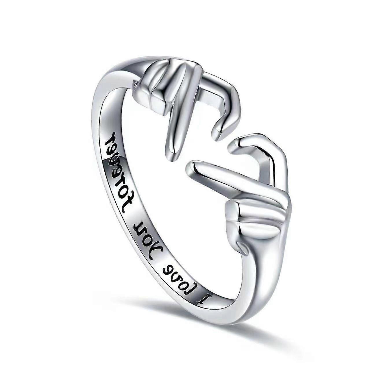 Heart Ring - Love and Embracing Hands Couple's Rings