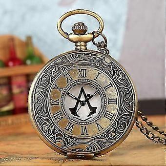 Montre de poche de style antique chiffres romains collier pendentif montre littéral quartz montre