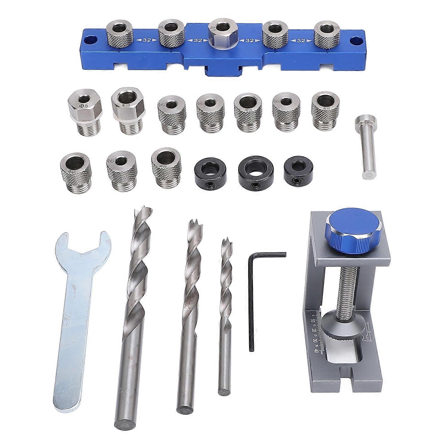 Doweling Jig Drill Kit 3 in 1 Aluminum Alloy Round Dowel Drilling Template Punch Locator for Woodwor