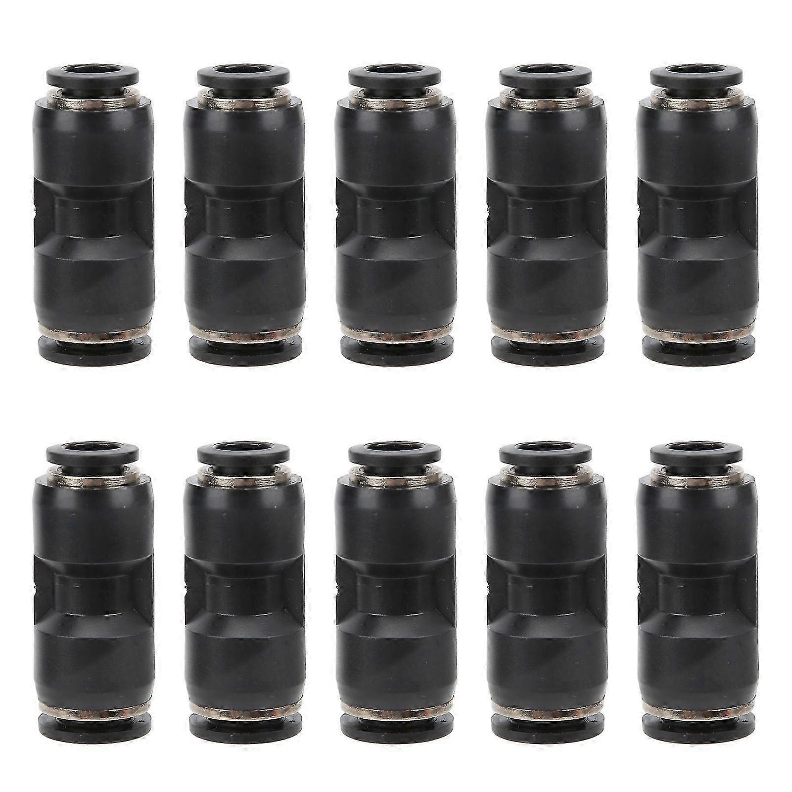 10 stuks Pneumatische Verloopstuk Connector Roestvrij staal Hars Zwarte Rechte Unie Pijp Buis FittingPG12-8