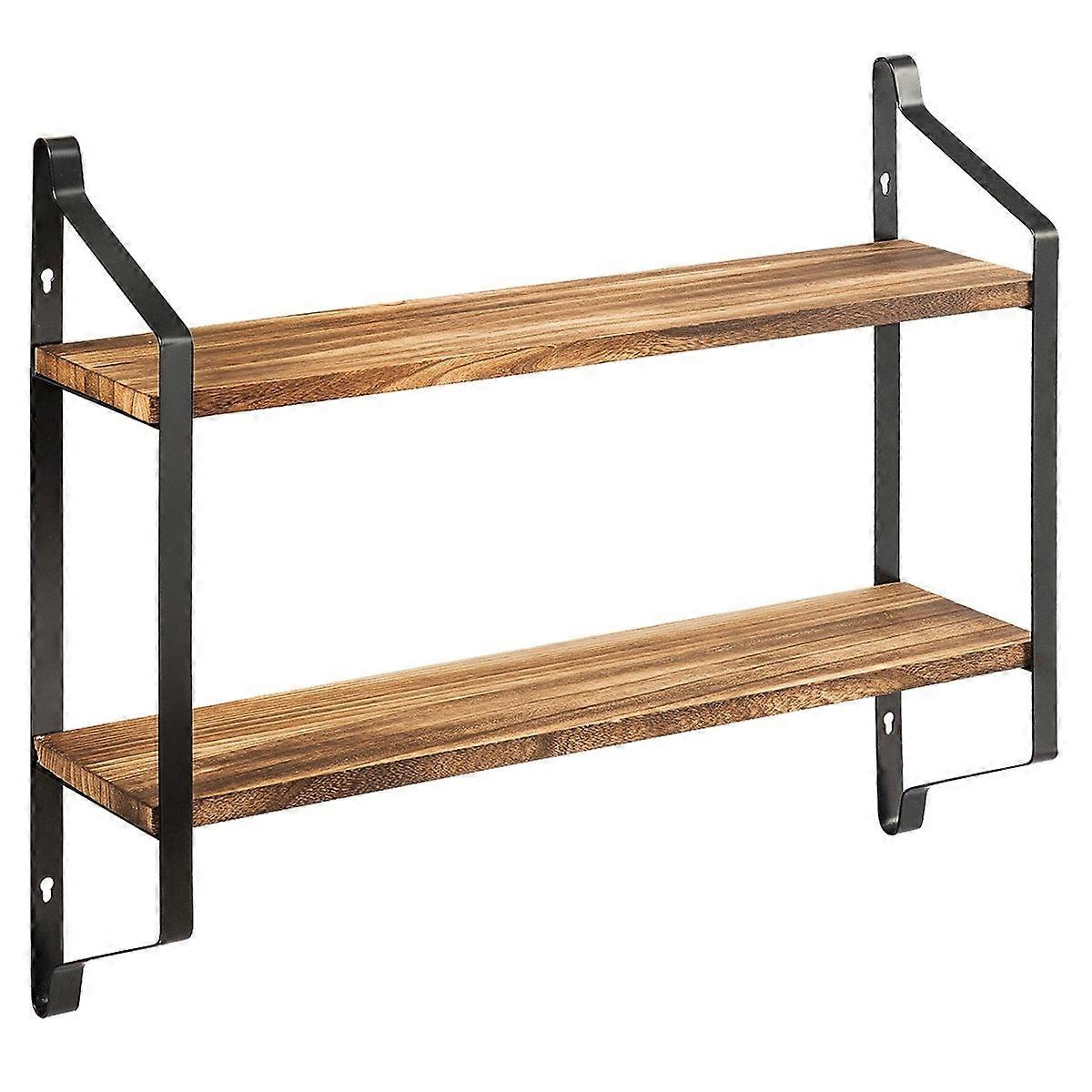 Wall Shelf 2 Levels Floating Shelf Wall Mounted Shelf Hanging 60 x 15 x 51 cm