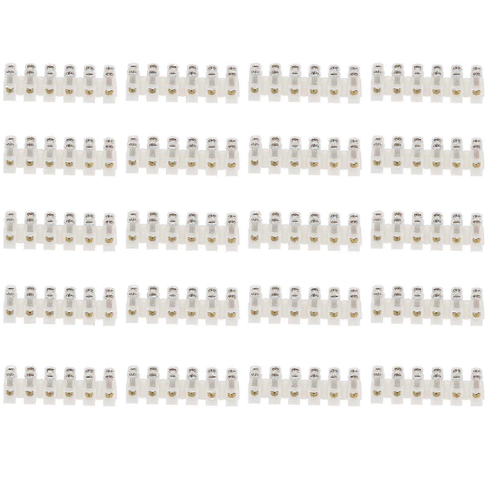 20Pcs Terminal Block Strip FlameRetardant ThroughType Wire Connector 10A Industrial Supplies(6in6out )