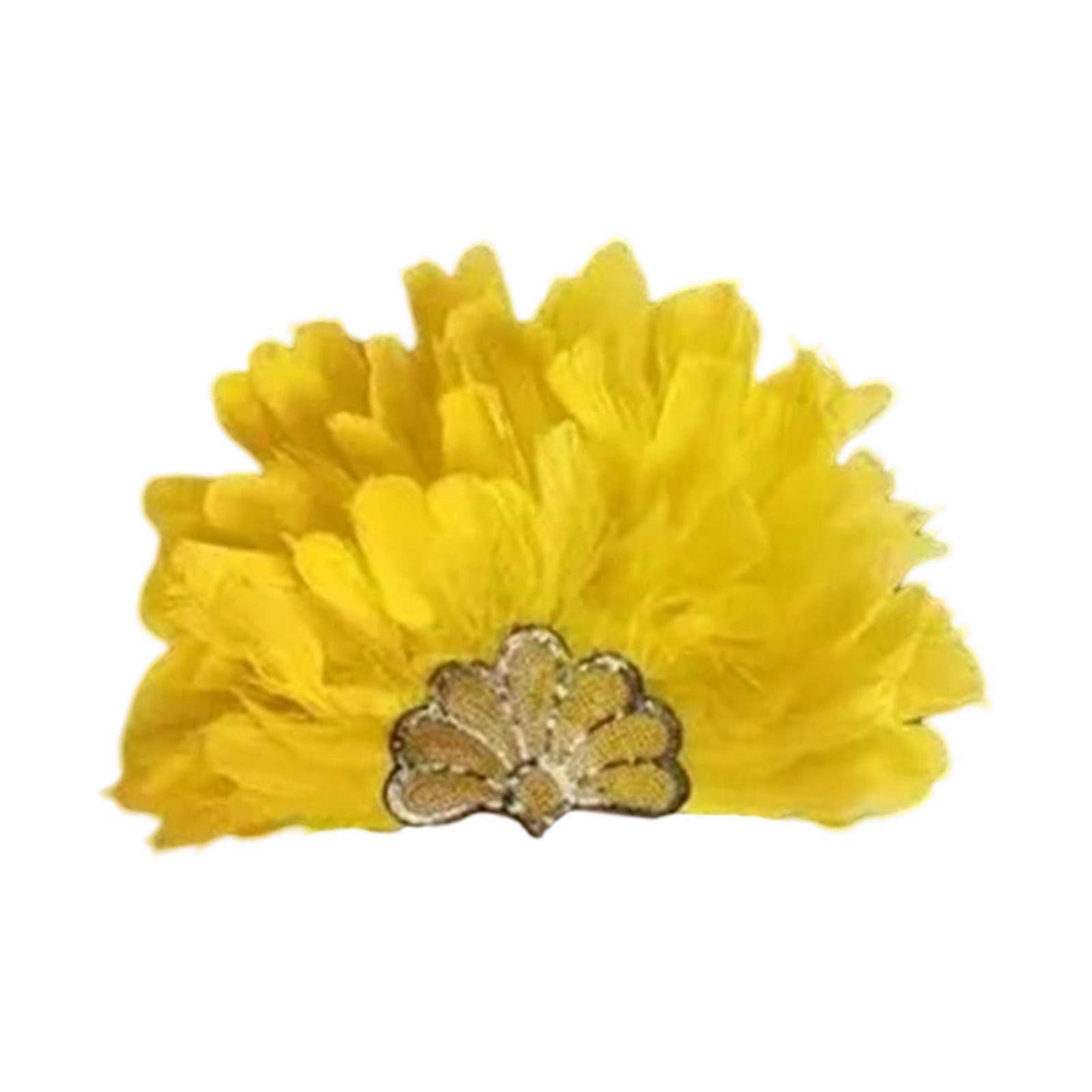 Popular Feathered Headband Carnivals Sequins Headdress with Elastic Strap for Secure Wear Music Festival and Stage Show  Yellow