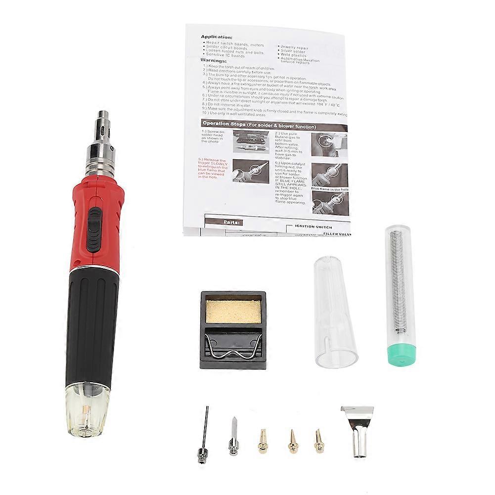 Multipurpose Electric Gas Soldering Iron Set Welding Torch Tool Kit with Carrying Case (Red)
