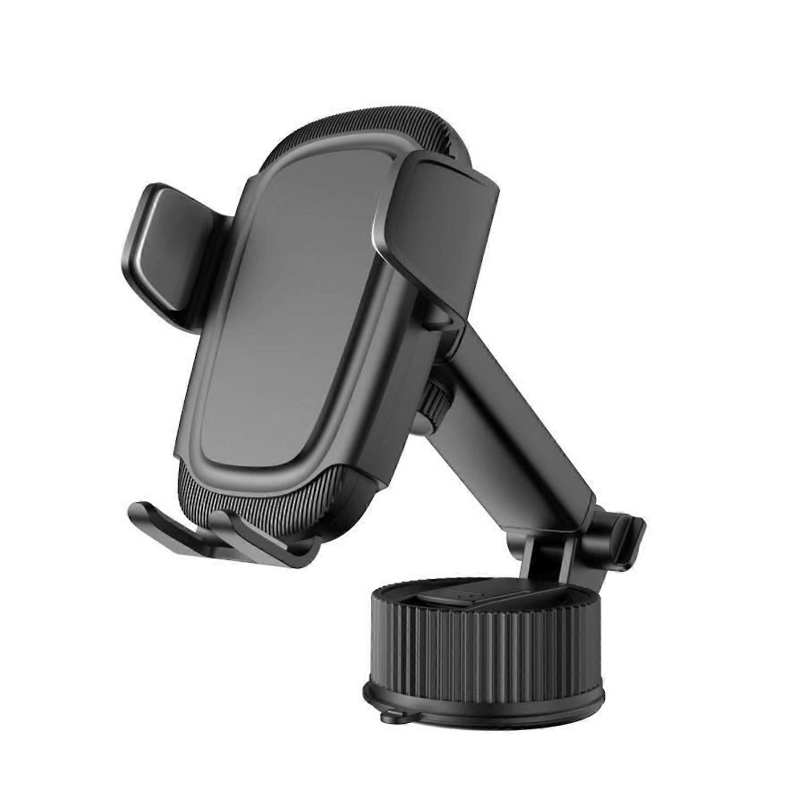 Portable Car Phone Holder Air Socket Mount Clip Clamp Adjustable Mobile Stand Bracket GPS Stretch Support 360°-Rotation Gray