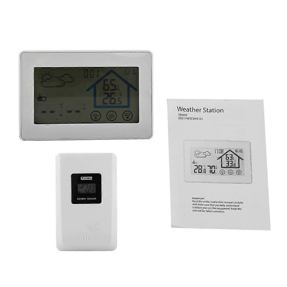 BALDR LCD Backlight Digital Thermometer Humidity Hygrometer Alarm Clock Calendar Timer White