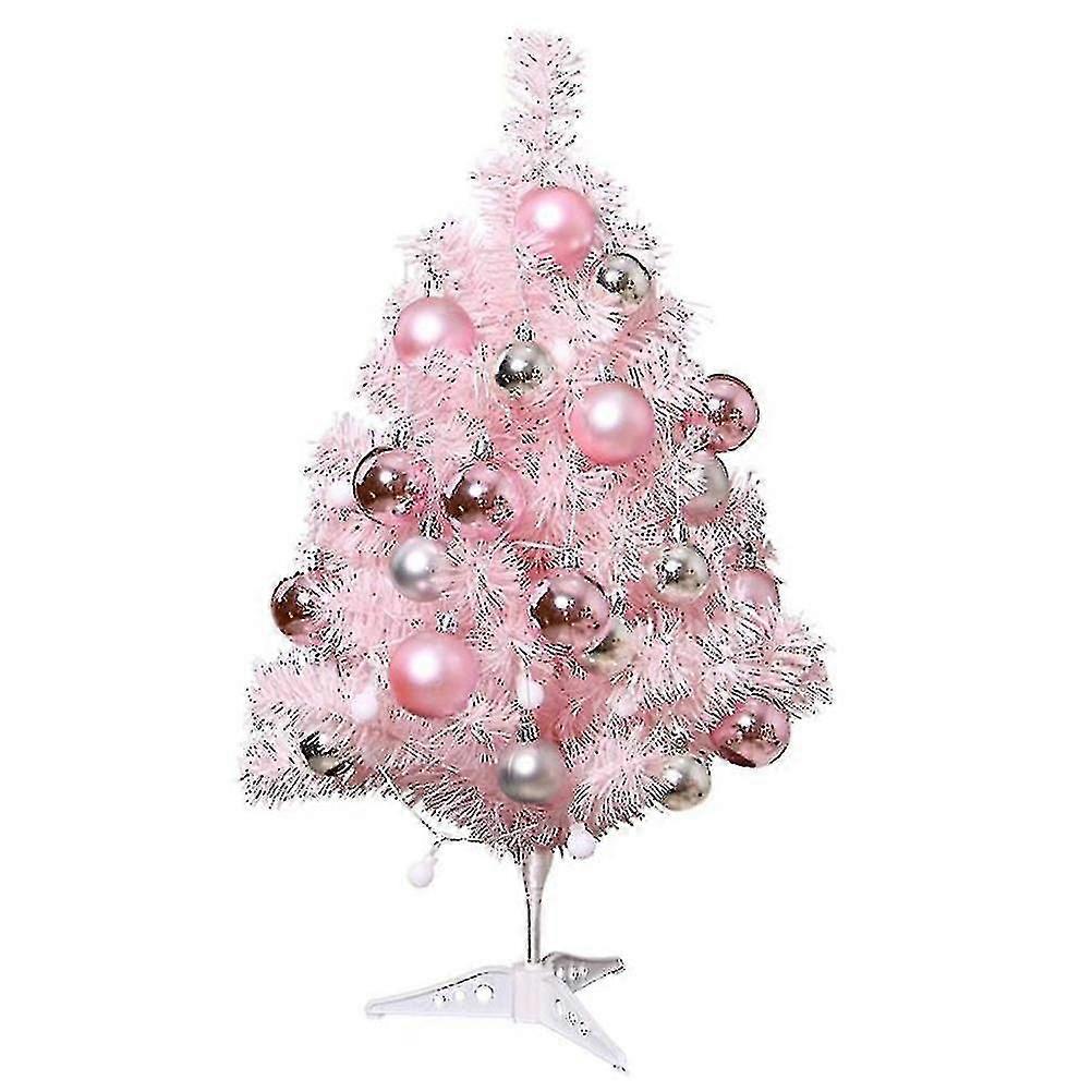 1 Set Pink Xmas Tree Desktop Luminous Mini Christmas Tree Party Layout Props