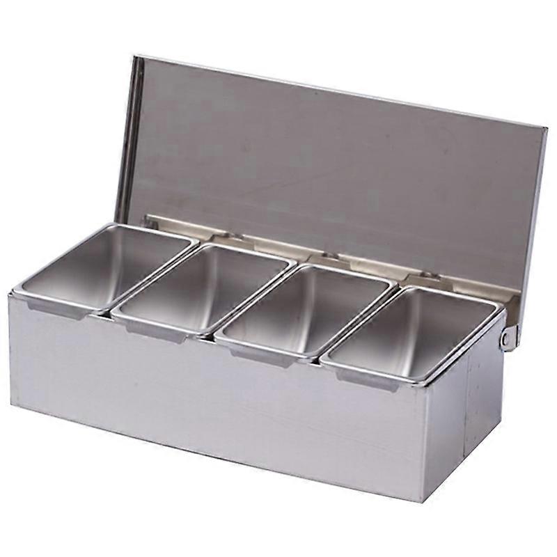 4 Section Seasoning Box Stainless Steel Sauce Spice Jar Baking Tool