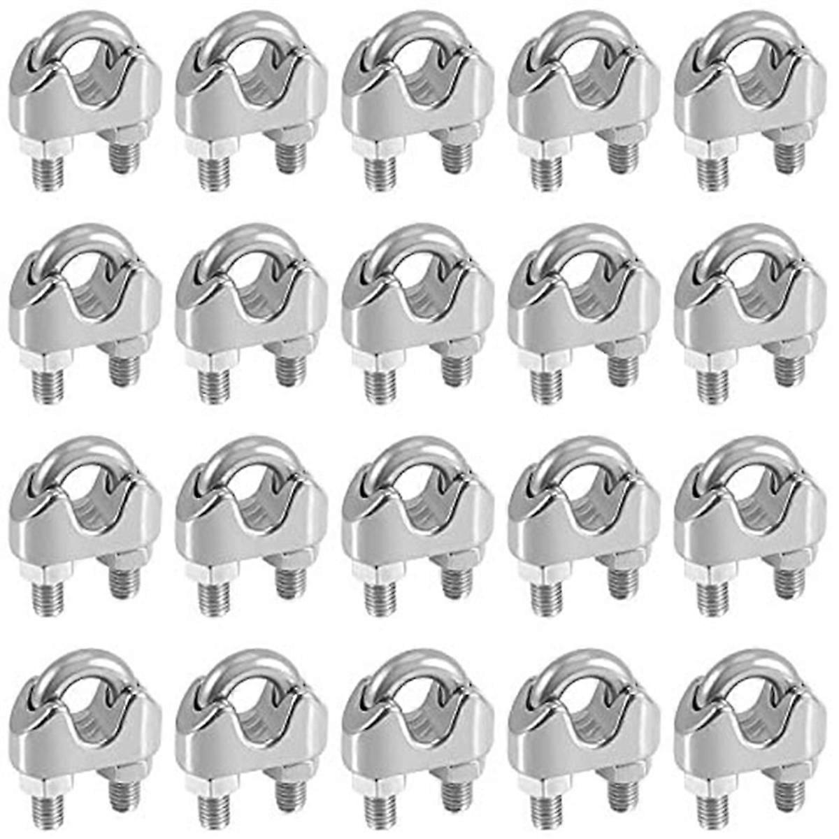 Grampo de cabo de aço de 3/8 polegadas, grampo de cabo de aço inoxidável M10, 20 peças