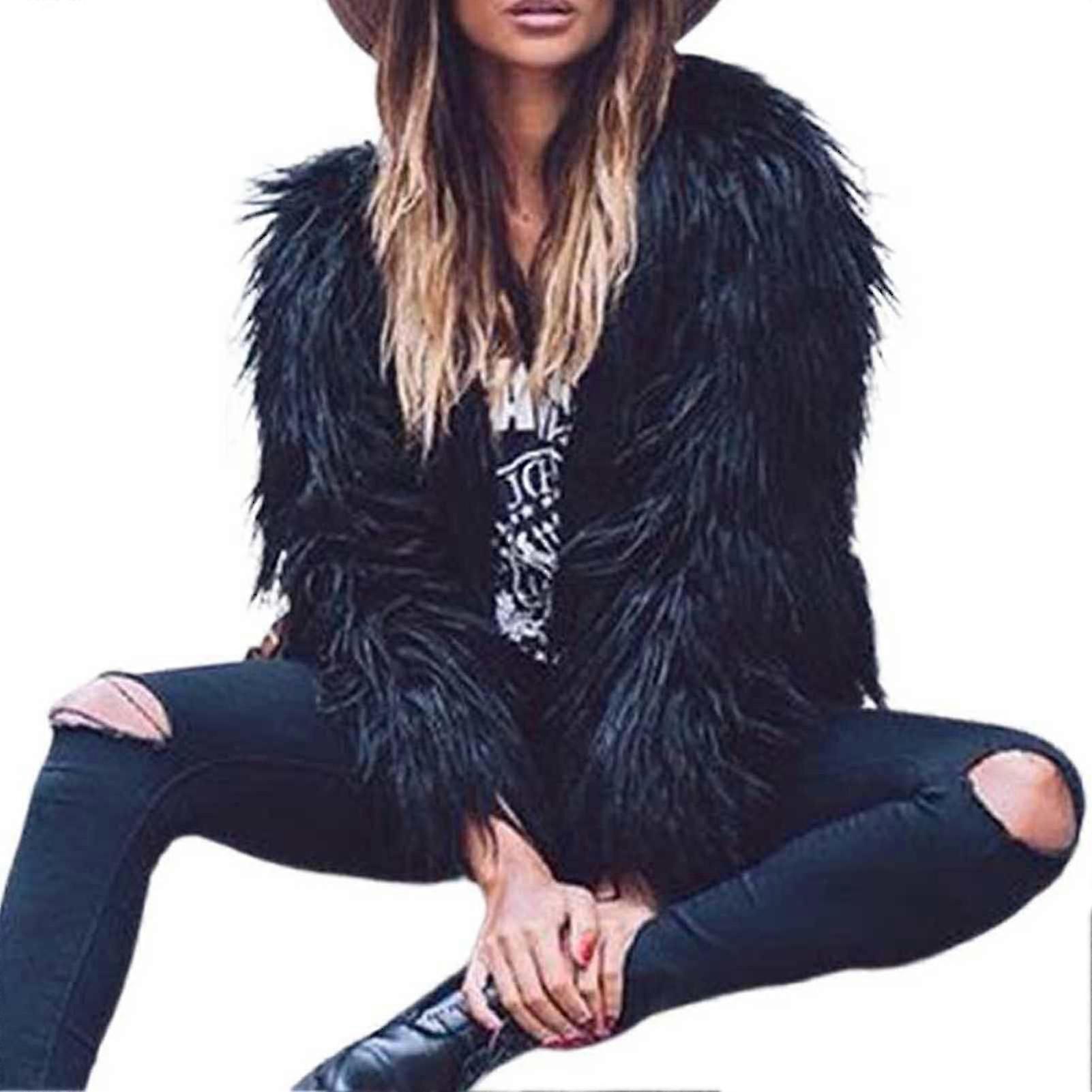Women's Faux Fur Warm Coat Luxurious Faux Fur Coat Shaggy Cardigan For Spring Fall Daily Wear