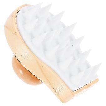 Silicone Scalp Massage Brush with Wooden Handle - Deep Cleansing Hair Brush for Dandruff Control & Relaxation