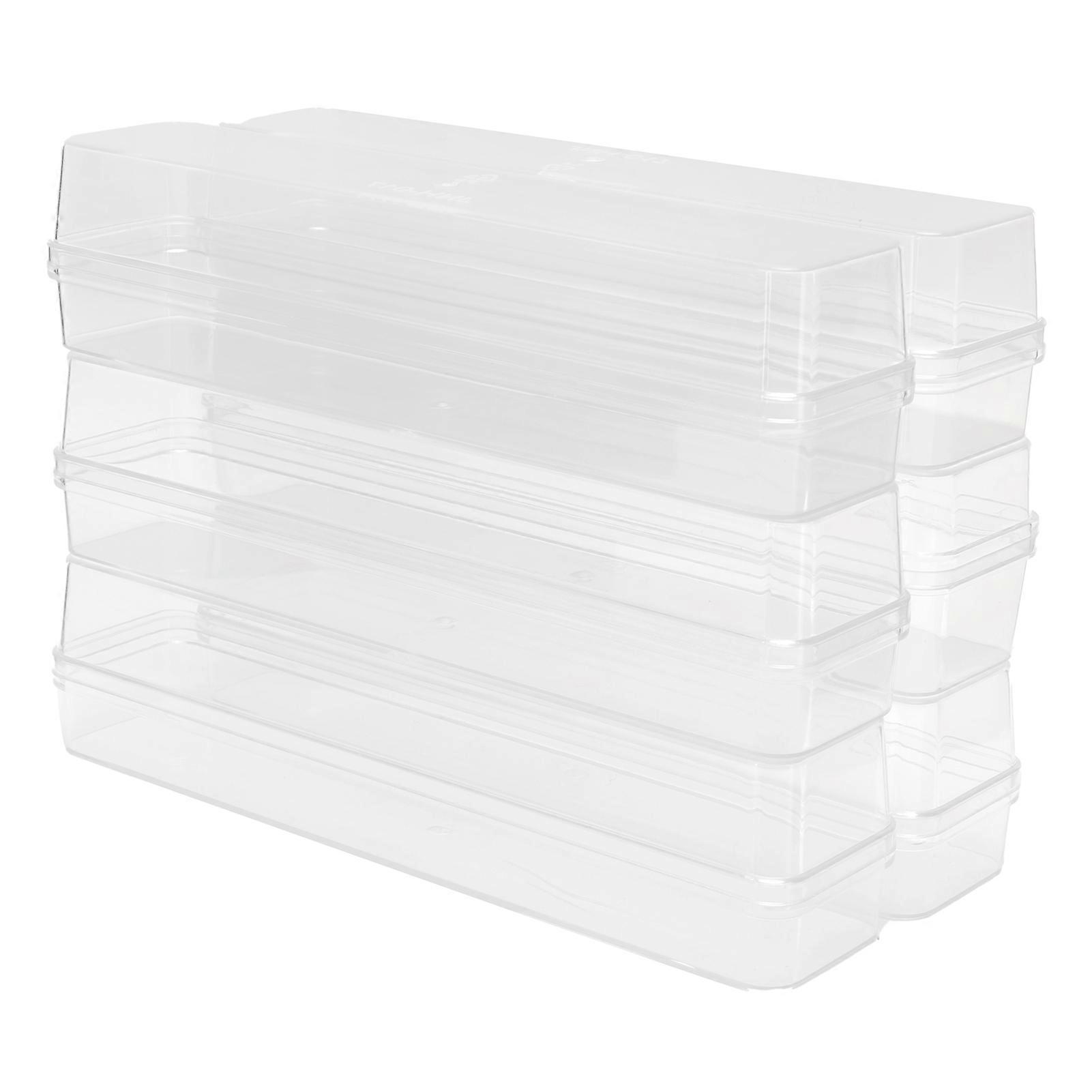 Compact Size For Drawer Or Closet Storage, High-Quality Durable Non-Toxic Odorless Plastic, Stackable Storage Bins 6-Pack Rectangle Clear For Home