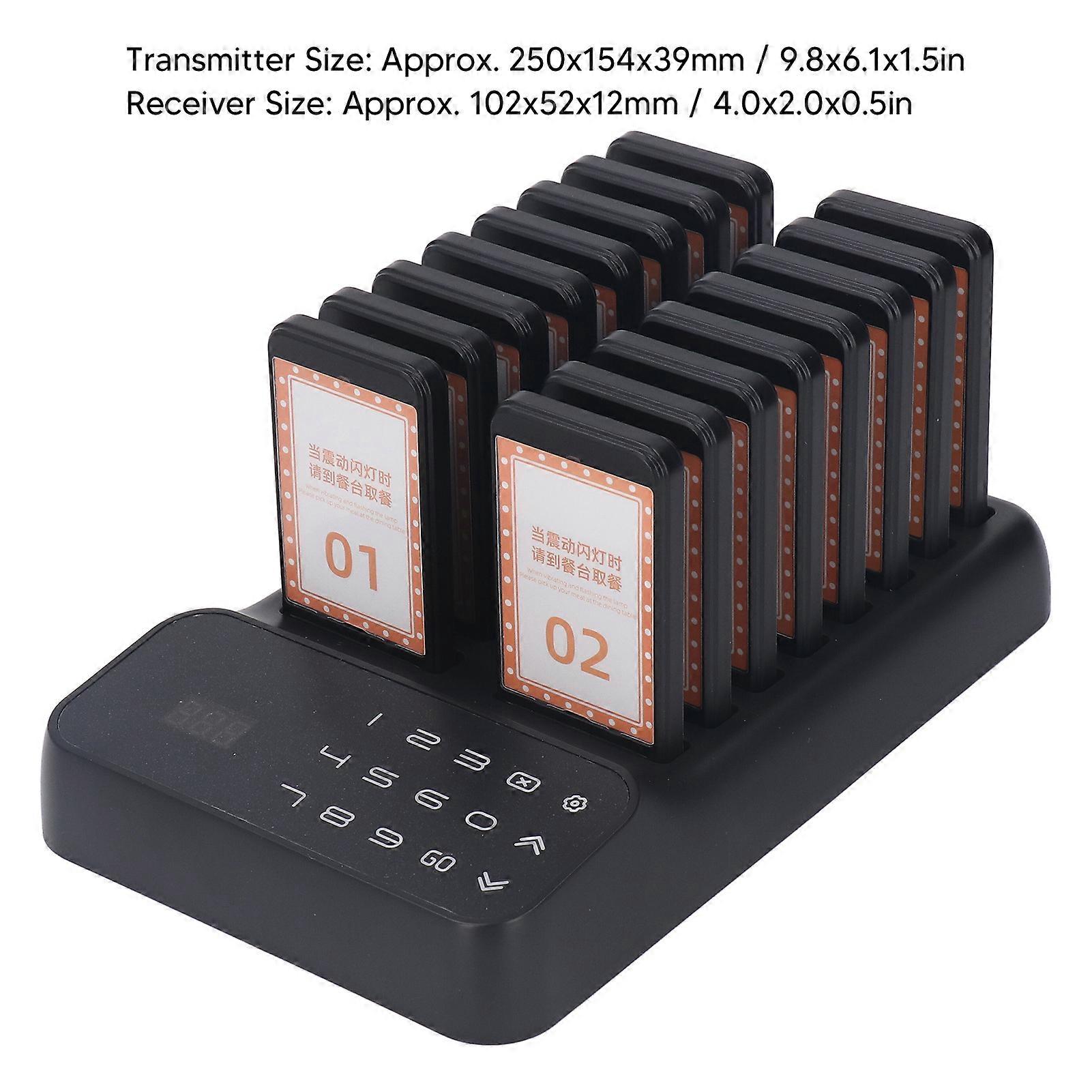 Wireless Restaurant Pager System 16 Guest Buzzers, 1000M Range