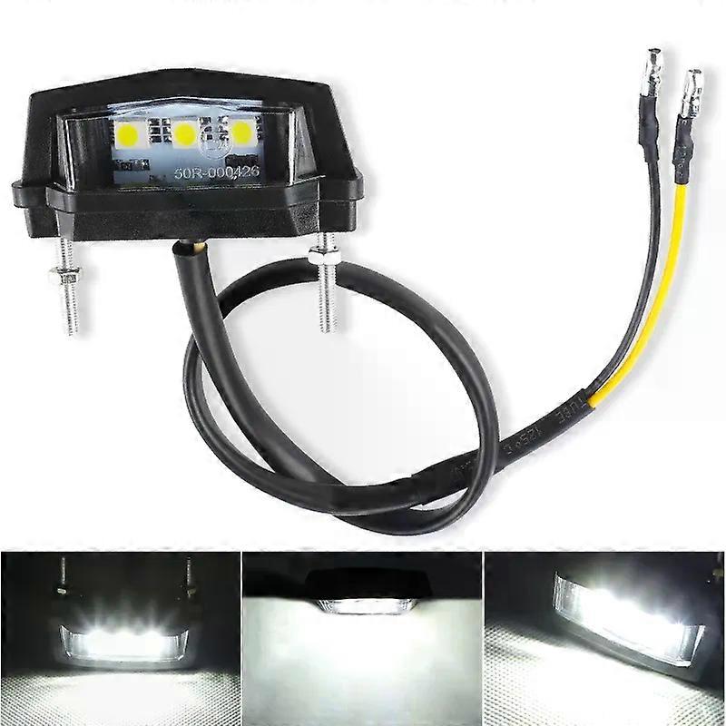 Mini Motorcycle 3 LED License Plate Light White 6000K License Number Plate Light Driving Tail Light For Cafe Racer Bobber 12V