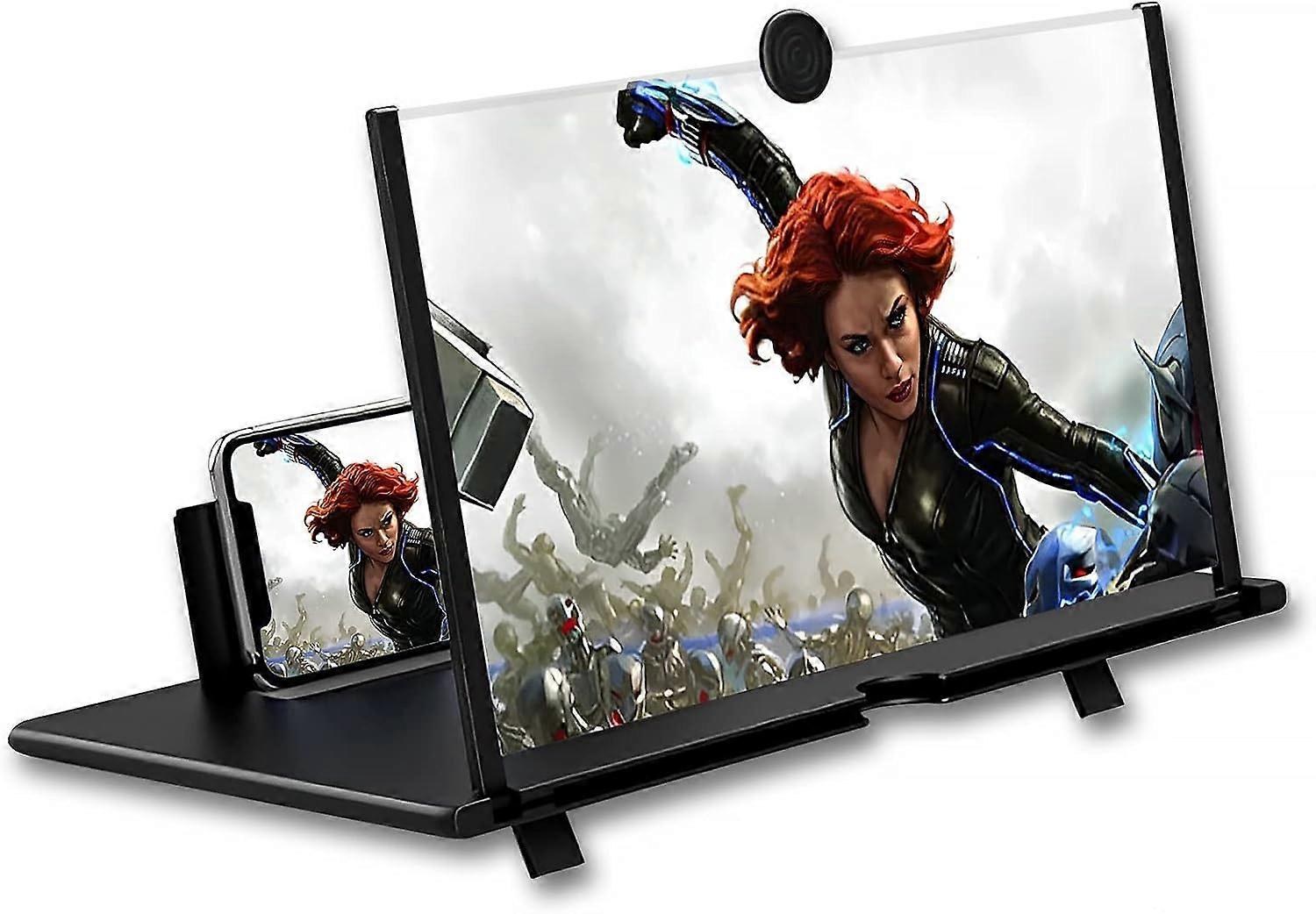 Screen Magnifier 12-Inch for Smartphones - 3D HD Projector, Foldable Stand, Screen Amplifier, Compatible With Phones