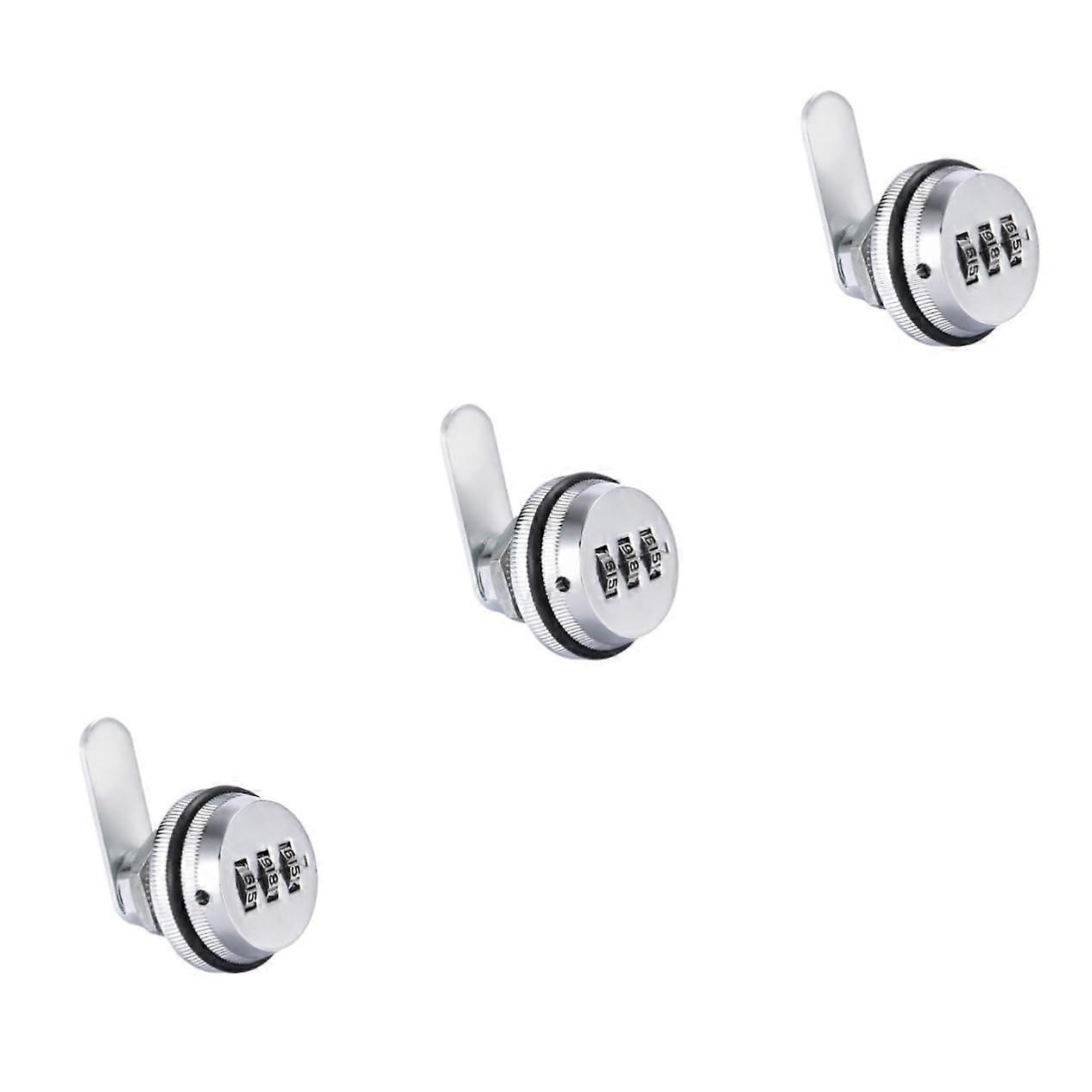 3pcs Combination Cam Lock Keyless Security Lock for Cabinets Mailboxes and Combinations White Finish