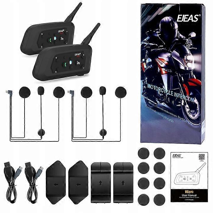 2x Intercom Ejeas V6 Pro Moottoripyörän sisäpuhelin Uusi versio 2024 IP67 1200m