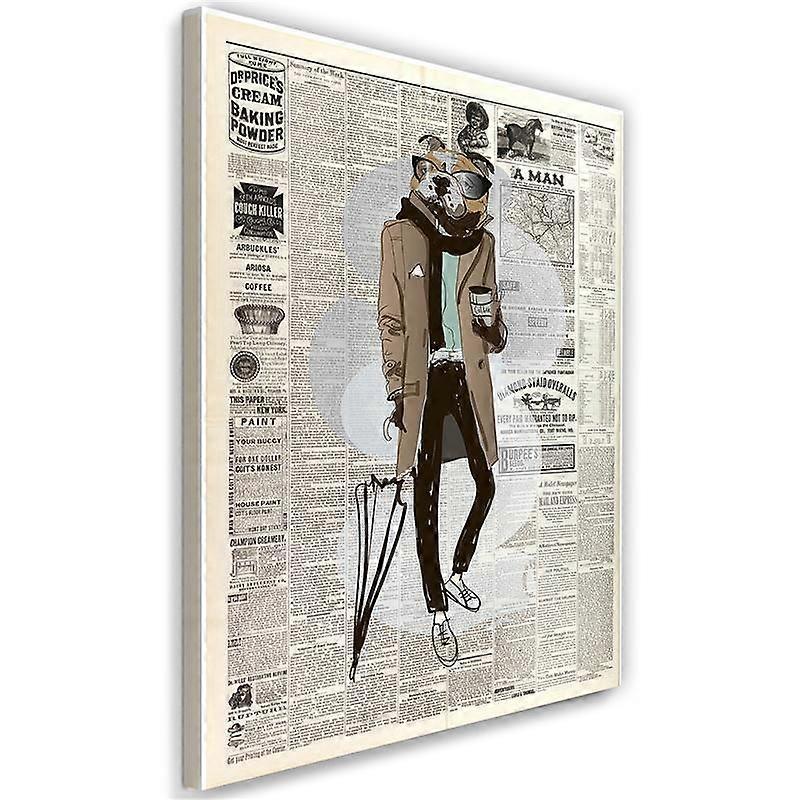 Cuadro en lienzo, Perro elegante - artículo de periódico - 70x100