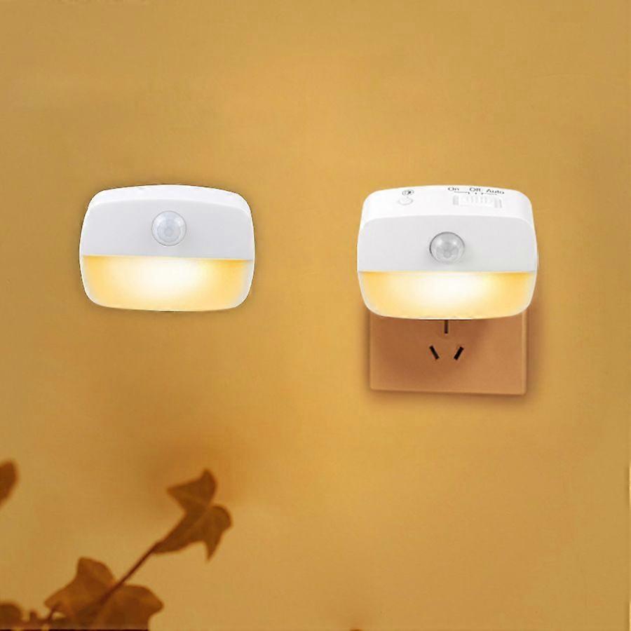 Bewegingssensor Nachtlampje Socket - LED Helderheid Instelbare Schemersensor Warm Wit voor Kinderkamers Badkamers [2 stuks]