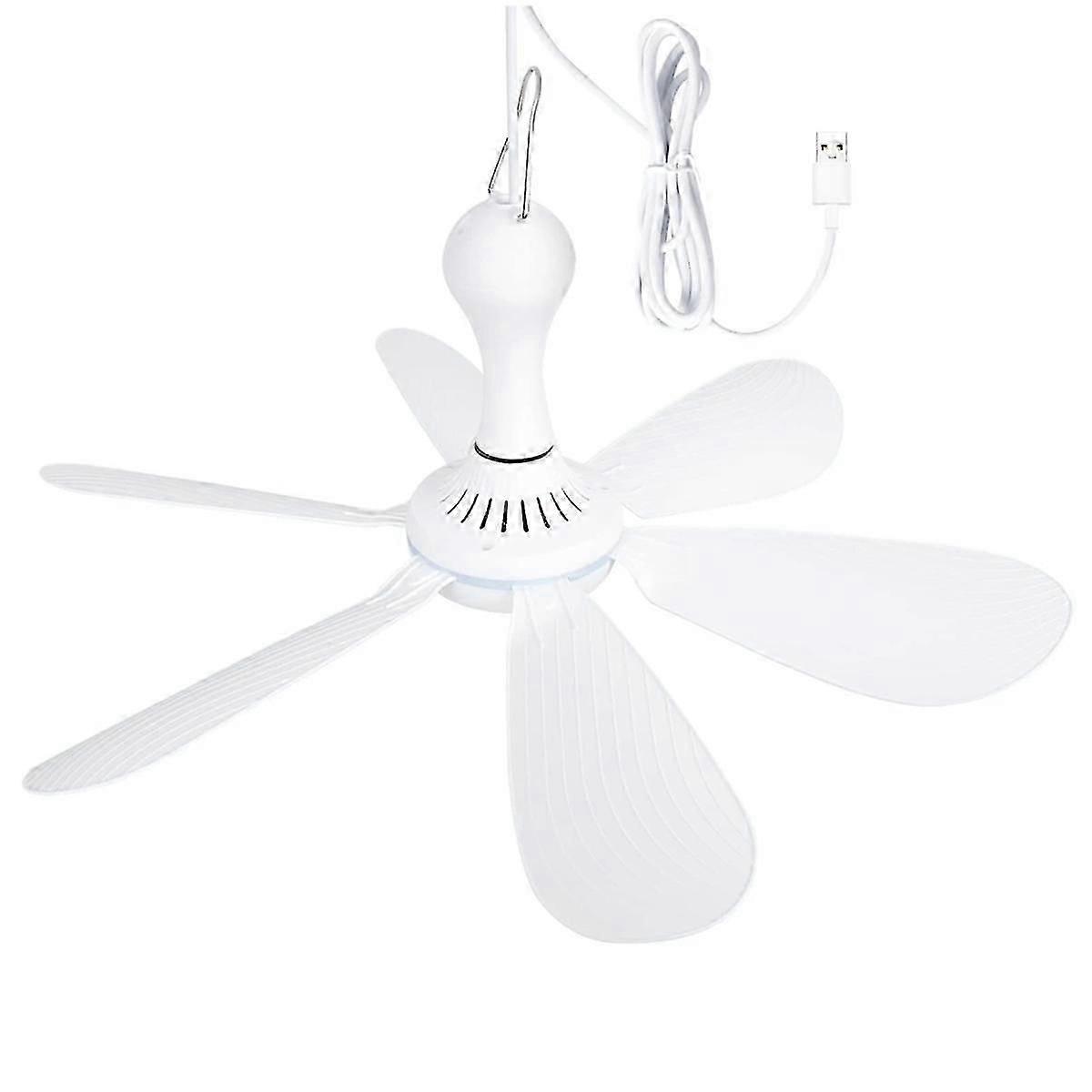 Silenzioso 6 Foglie USB Alimentato Soffitto Baldacchino Ventilatore Ventilatore Sospeso per Campeggio Letto Dormitorio Tenda
